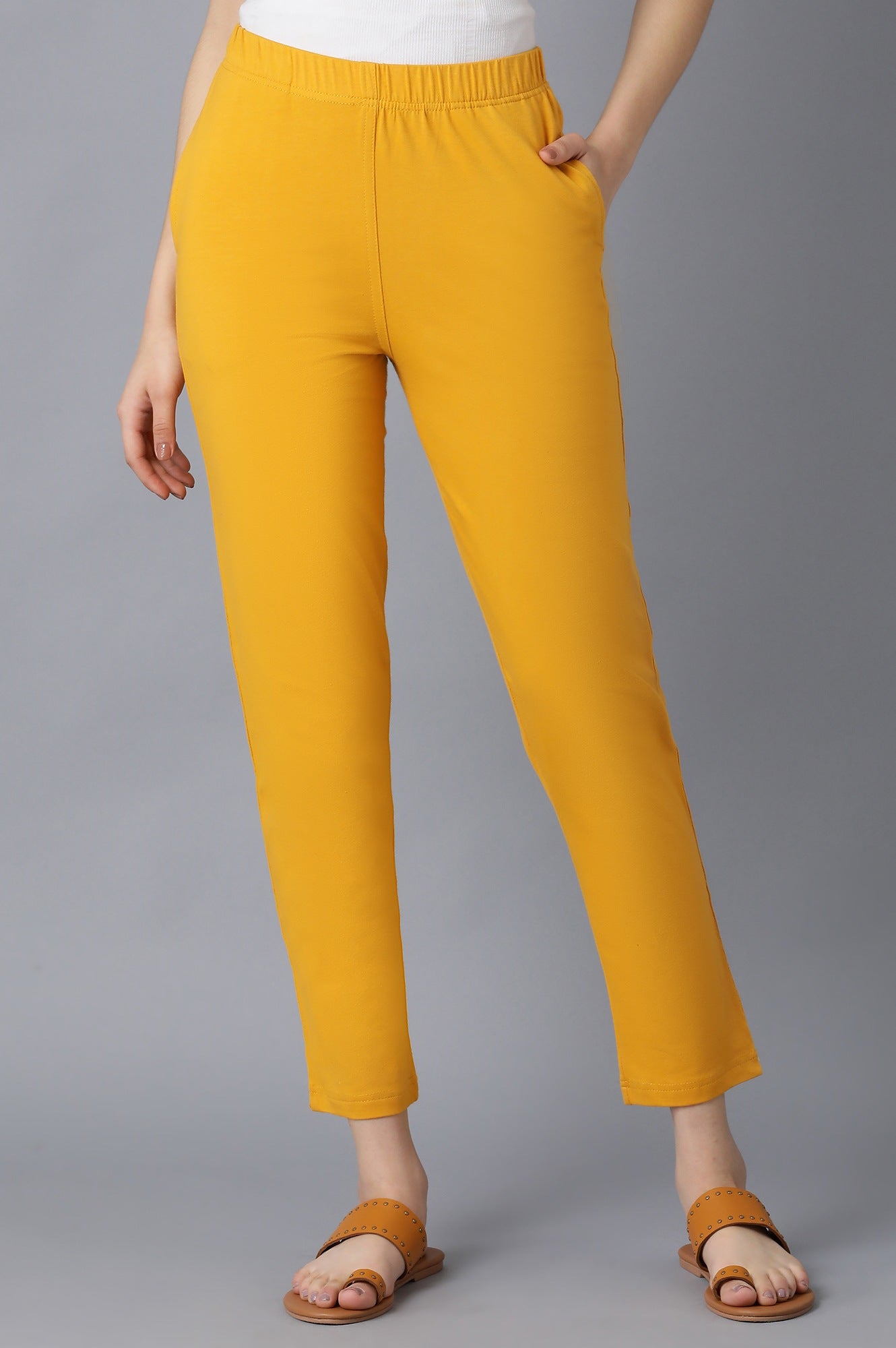 Yellow Cotton Jersy Pants