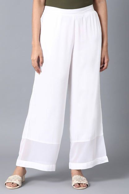 White Solid Straight Palazzo