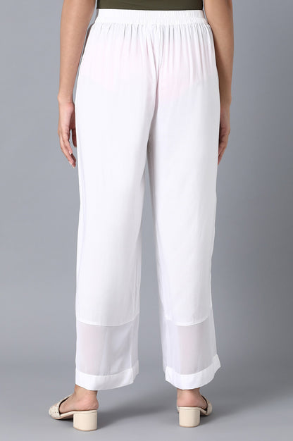 White Solid Straight Palazzo
