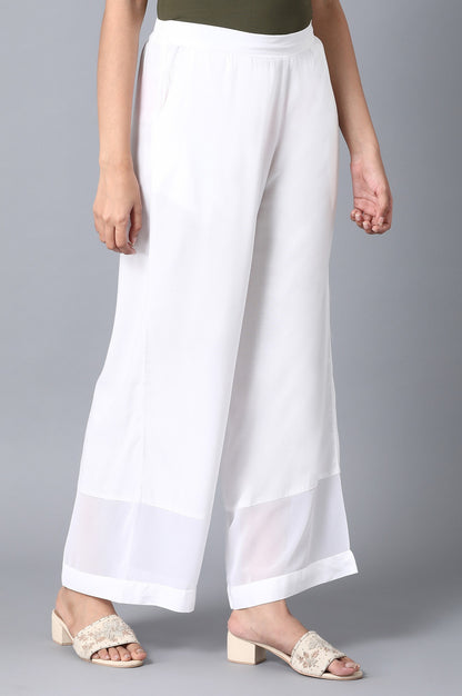 White Solid Straight Palazzo