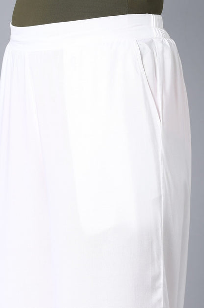 White Solid Straight Palazzo