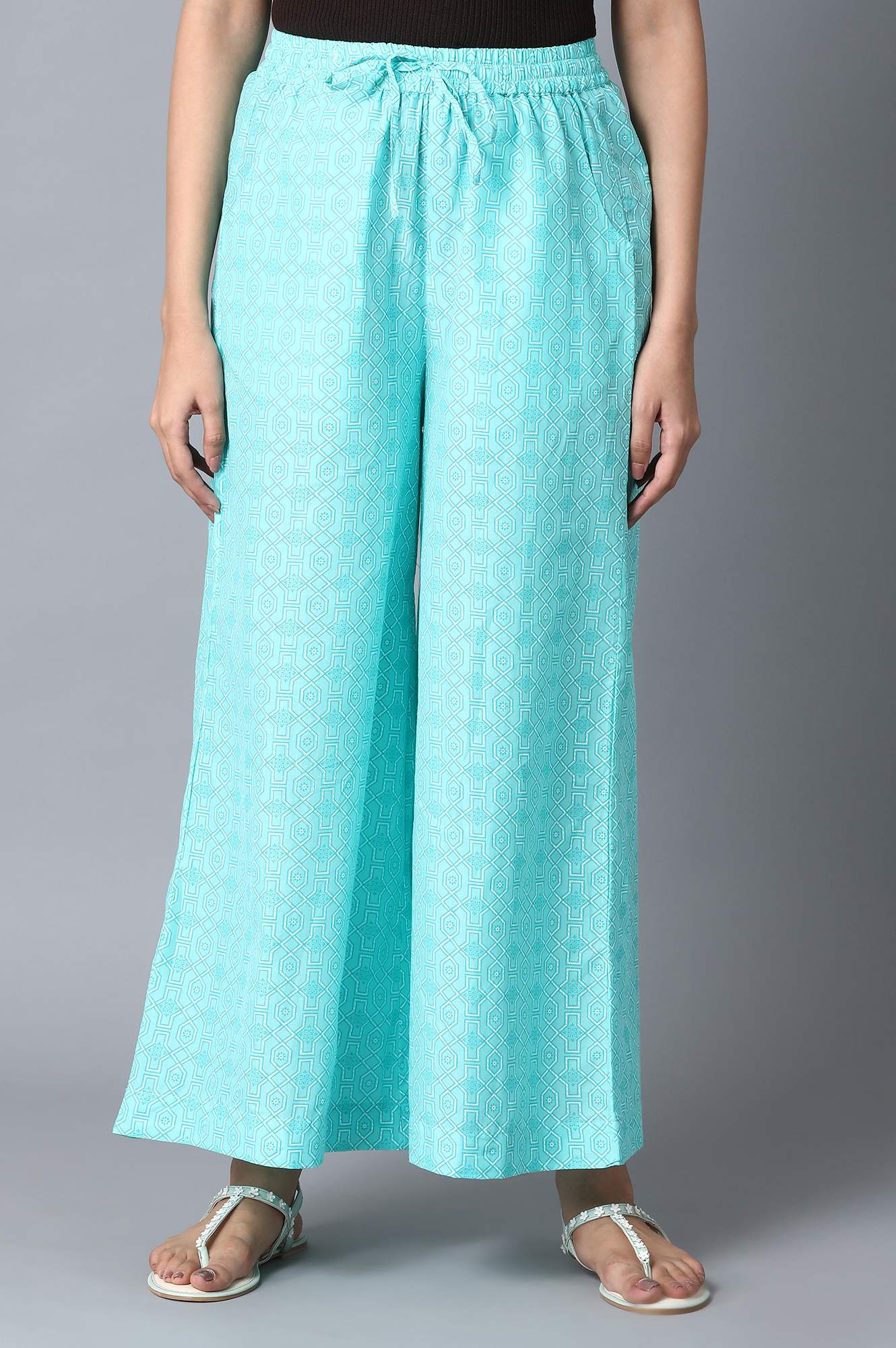 Light Blue Straight Palazzo