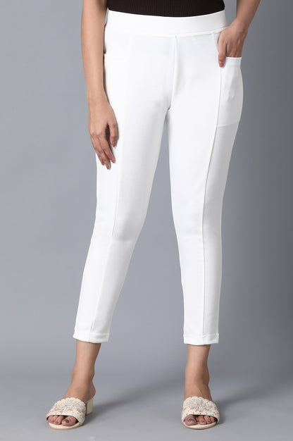 White Solid Yoga Tights