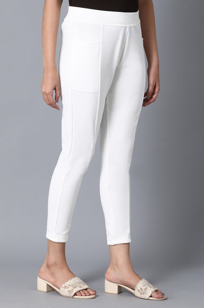 White Solid Yoga Tights