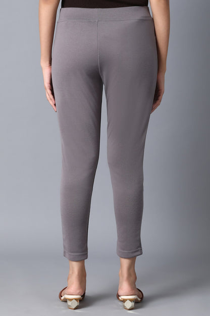 Grey Solid Yoga Tights
