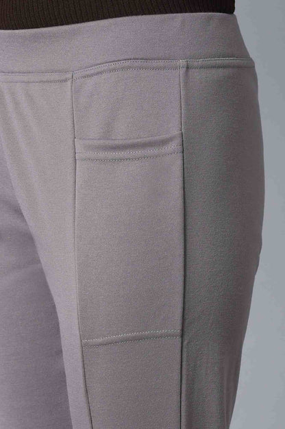Grey Solid Yoga Tights