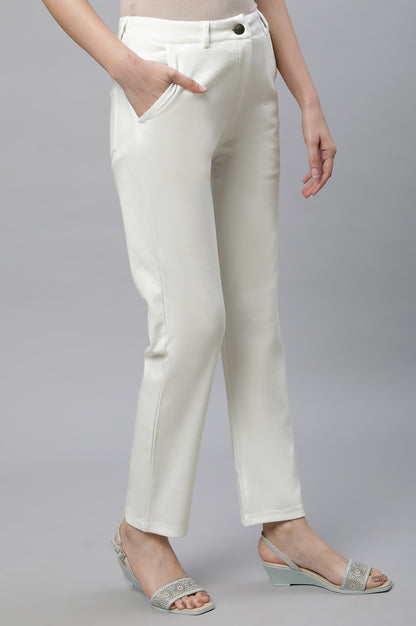 Green Ankle Length Straight Trousers