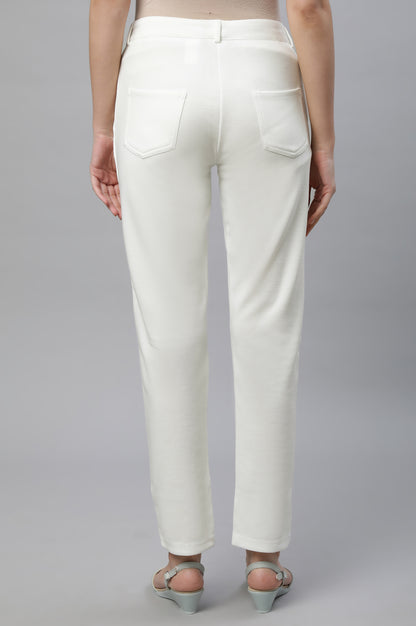 Green Ankle Length Straight Trousers