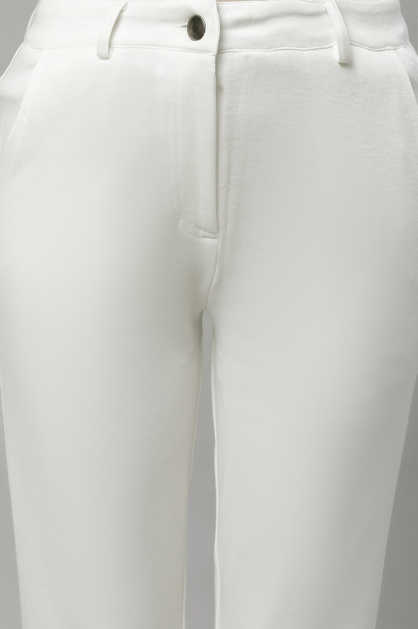 Green Ankle Length Straight Trousers