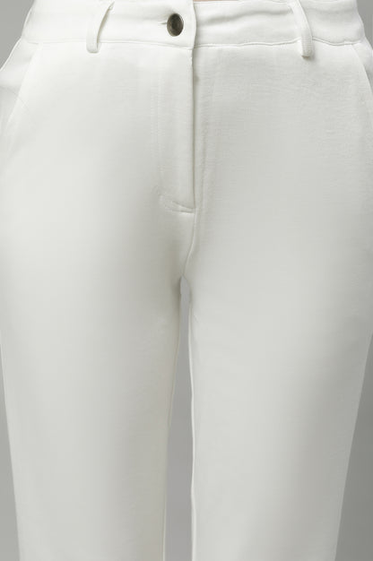 Green Ankle Length Straight Trousers