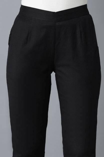 Black Roll-up Hem Trousers