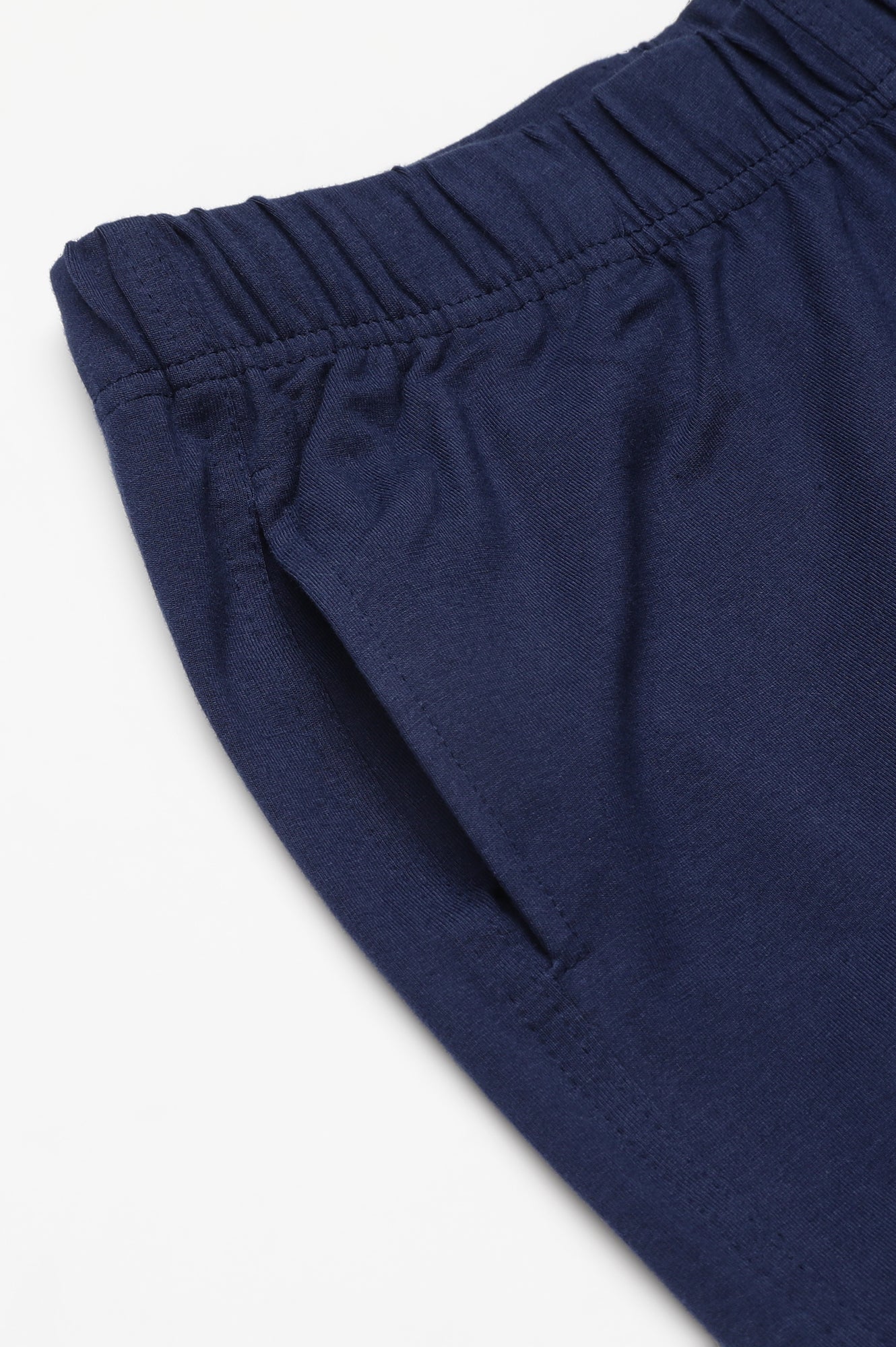 Buy Navy Blue Solid Flared Cotton Pants With Elasticated Waist
