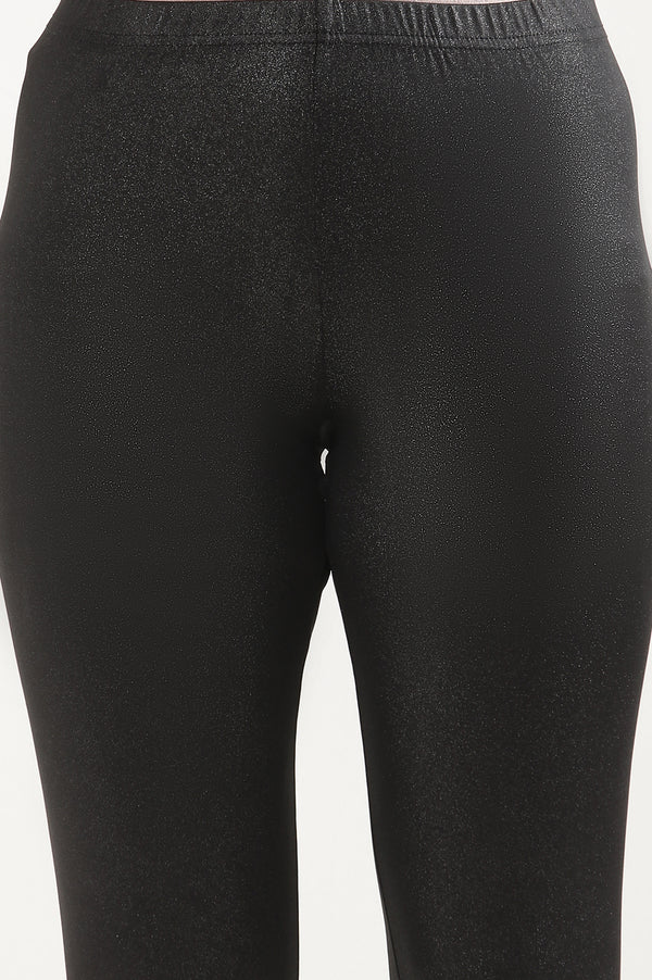 Black Solid Skinny Fit Tights With Elasticated Waist