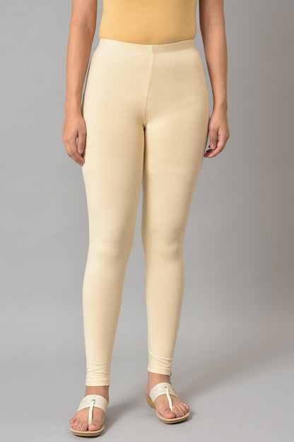 Beige solid tights