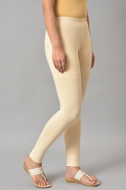 Beige solid tights