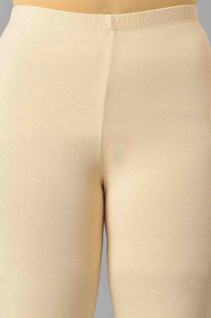 Beige solid tights