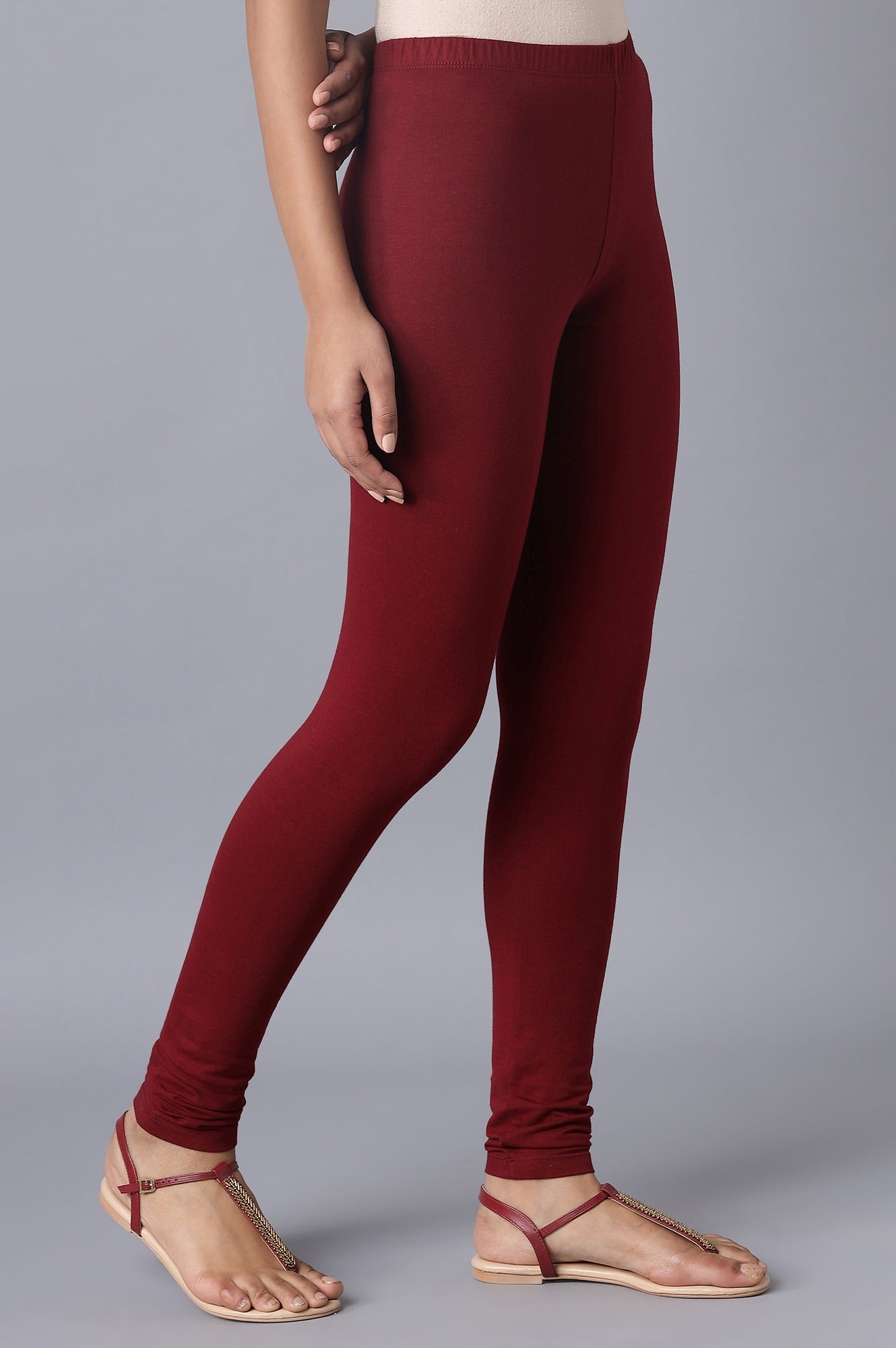Maroon Cotton Lycra Tights