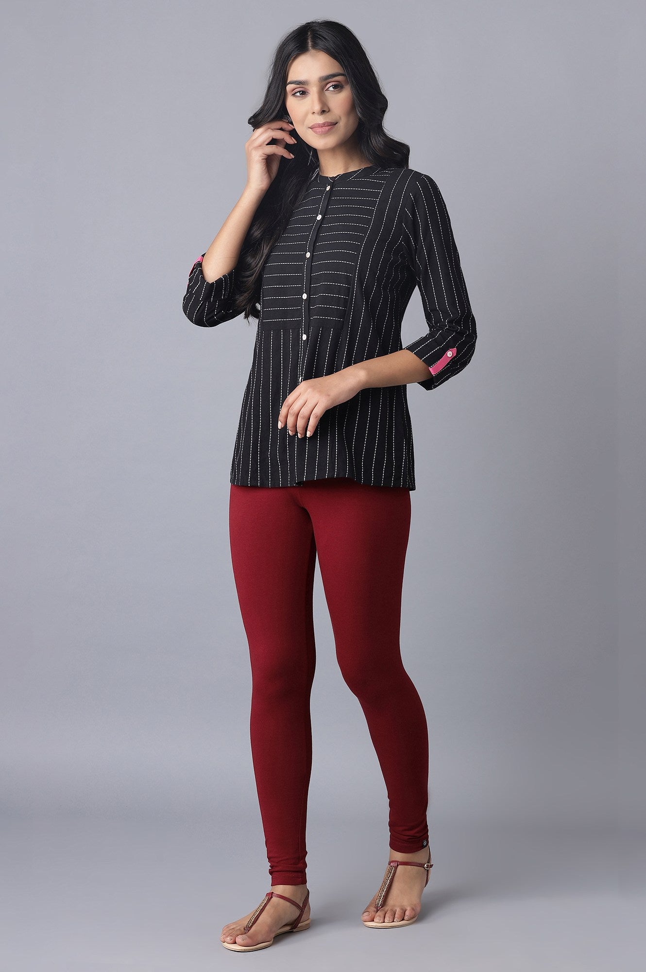 Maroon Cotton Lycra Tights