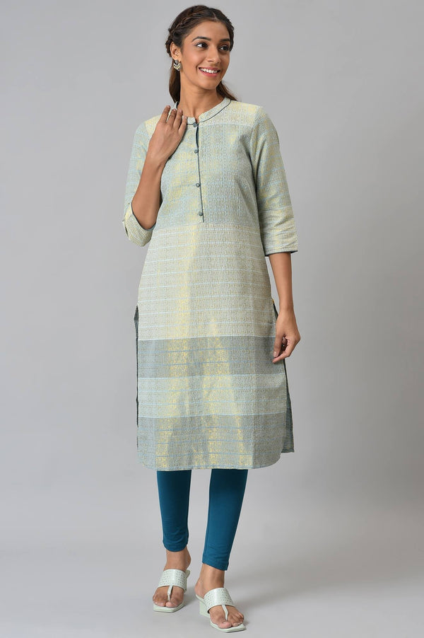 Elleven Women's Multi Tonal Zari Dobby Festive Straight Kurta