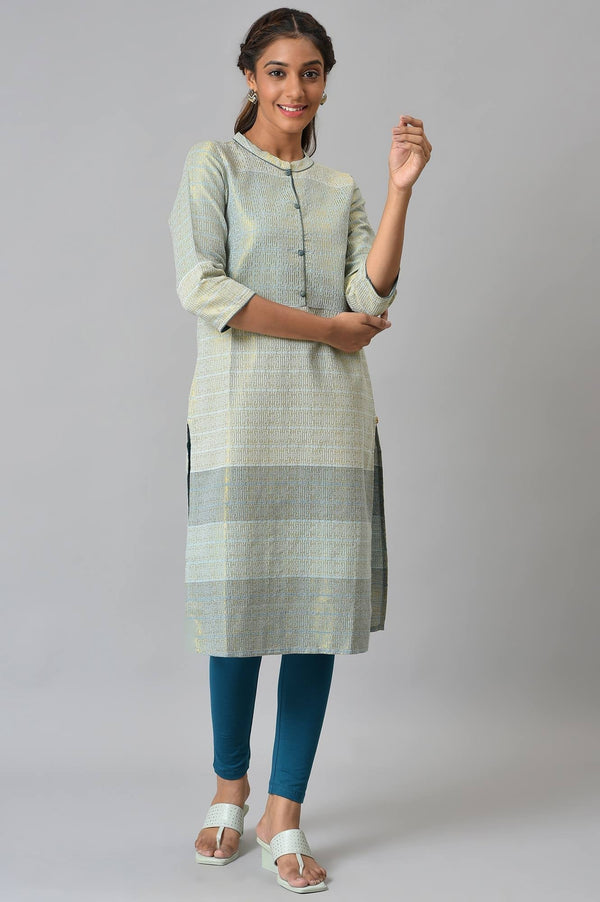 Elleven Women's Multi Tonal Zari Dobby Festive Straight Kurta