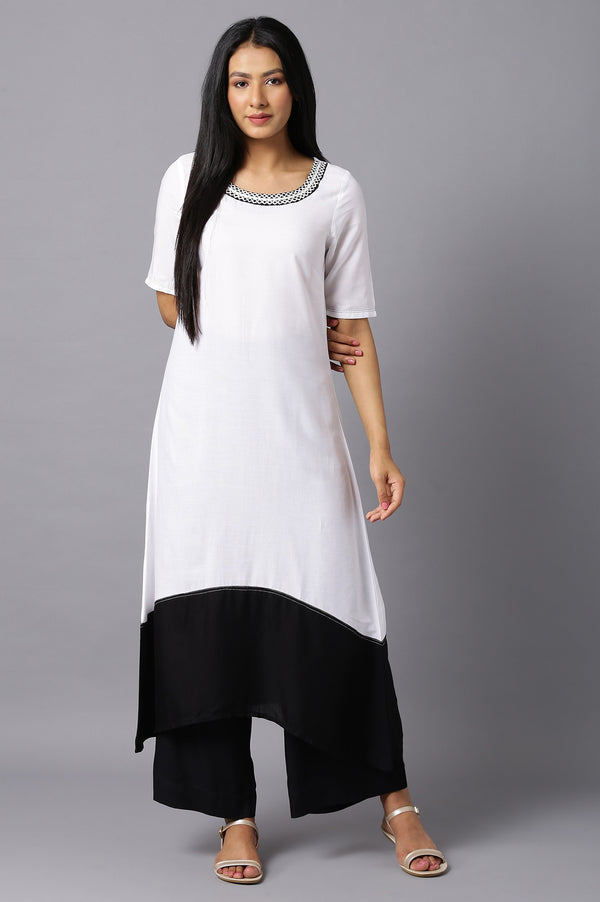 Black Solid Wide Leg Woven Palazzo With Elasticated Waistband