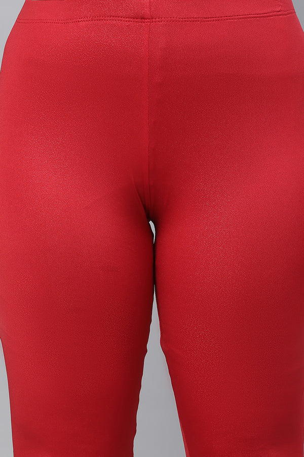 Red Solid Skinny Fit Tights