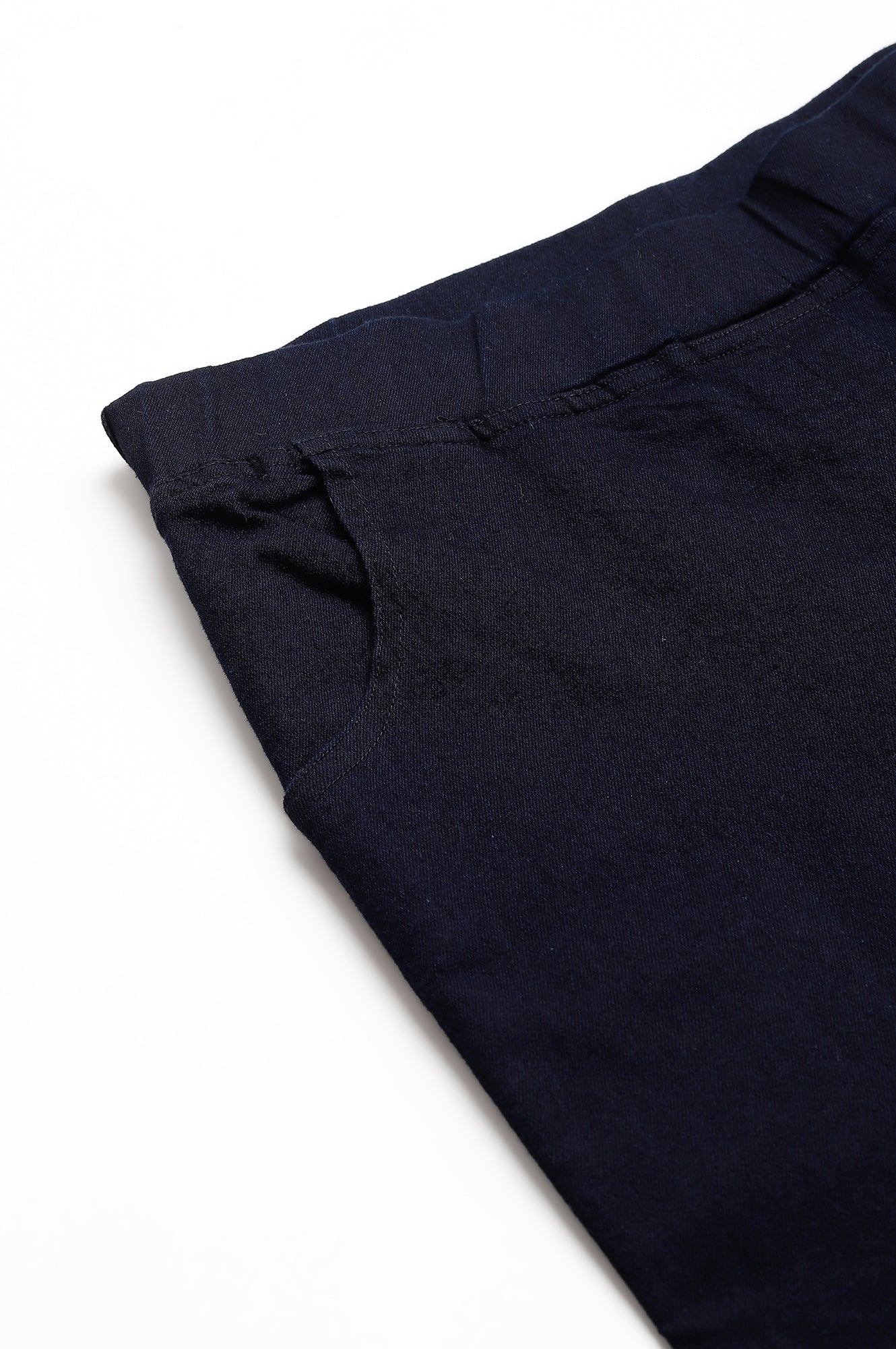 Navy Blue Pintucks Denim Jeggings