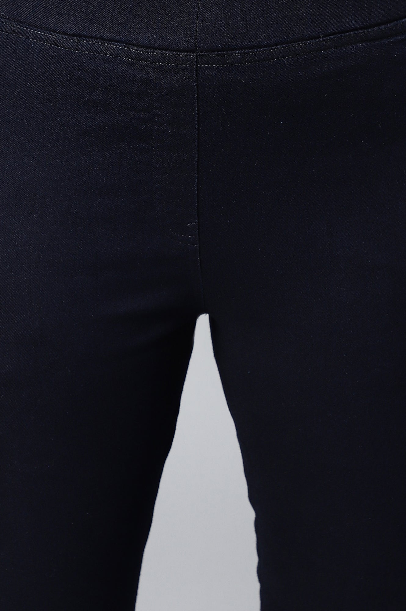 Navy Blue Pintucks Denim Jeggings
