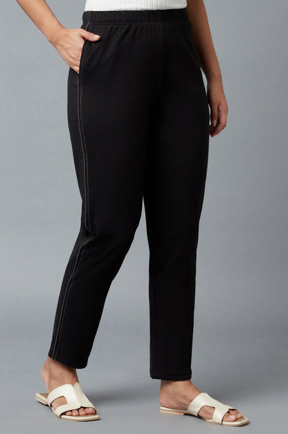Black Ankle Length Jersy Pants