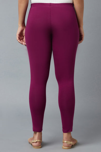 Purple Cotton Lycra Tights For Women