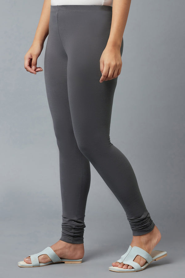 Grey Ankle Length Cotton Lycra Churidar