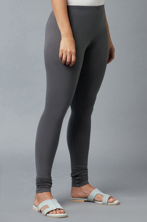 Grey Ankle Length Cotton Lycra Churidar