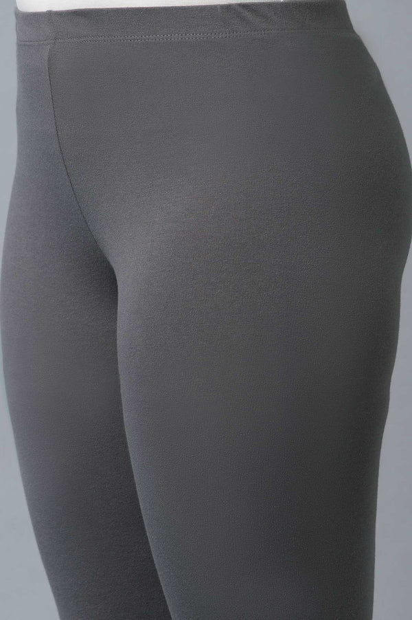 Grey Ankle Length Cotton Lycra Churidar