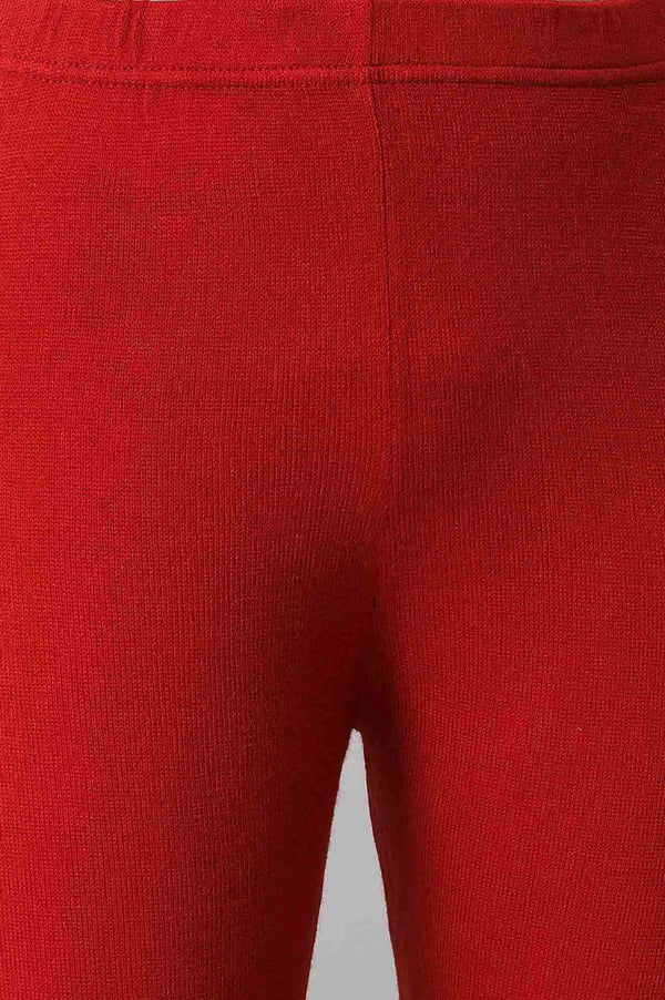 Red Solid Skinny Tights With Elasticated Waistband