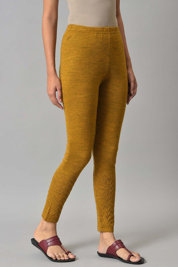 Yellow Knitted Solid Winter Tights