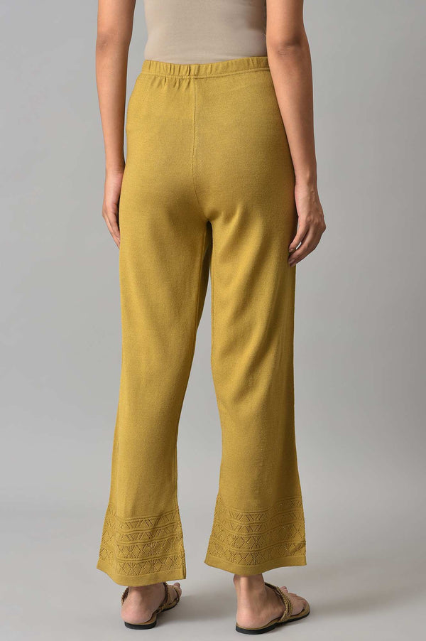 Gold Geometric Straight Fit Palazzo With Elasticated Waist