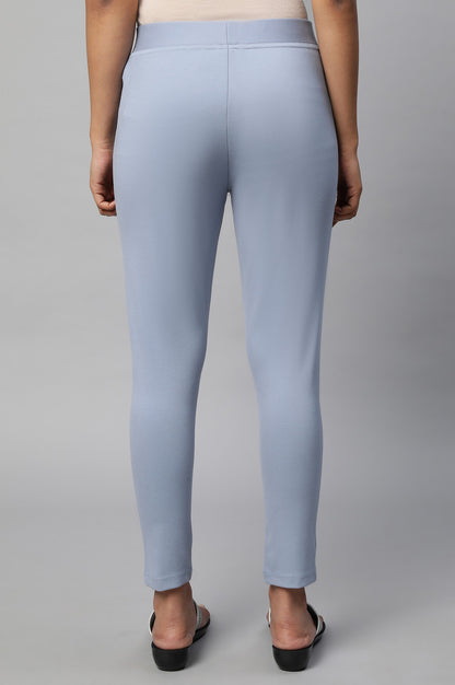 Light Blue Solid Yoga Tights