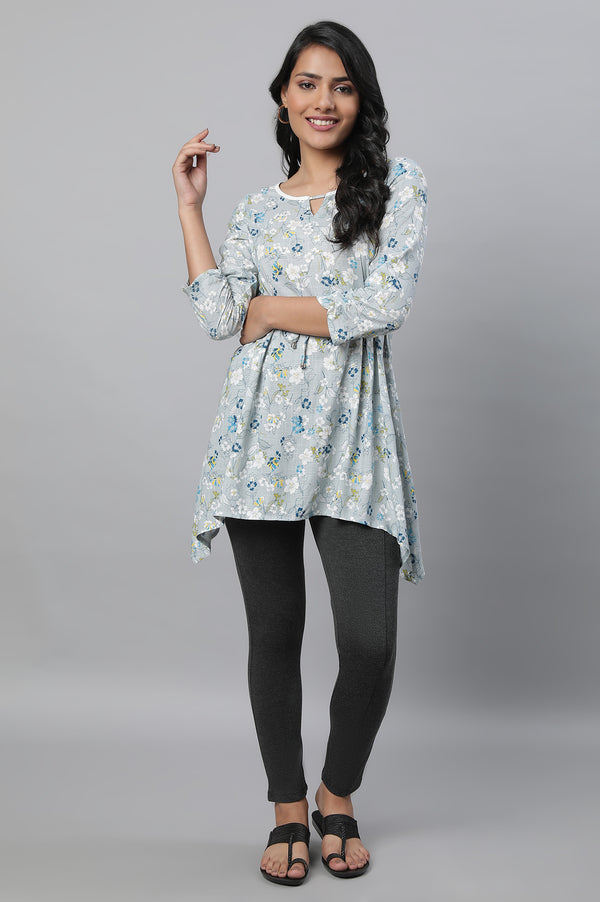 Grey Solid Skinny Fit Tights With Elasticated Waistband