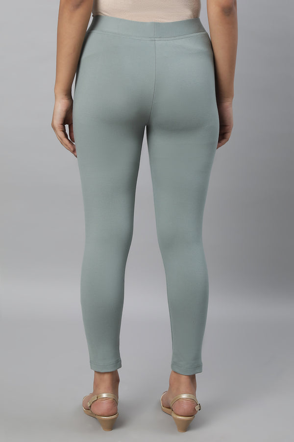 Green Solid Skinny Fit Yoga Tights With Elasticated Waistband