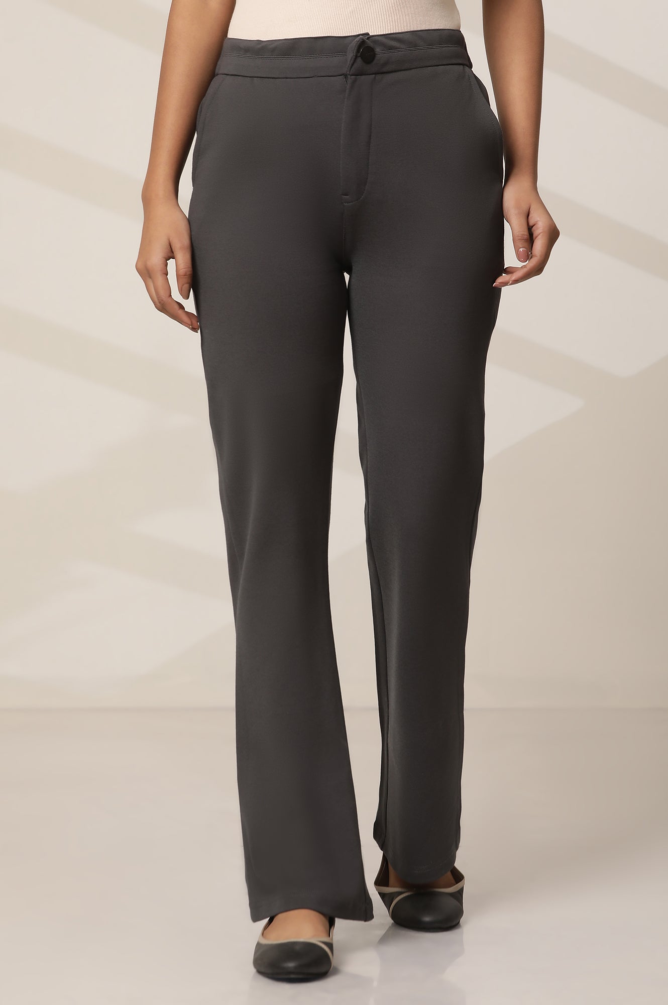 Grey Boot Cut Flared Pants