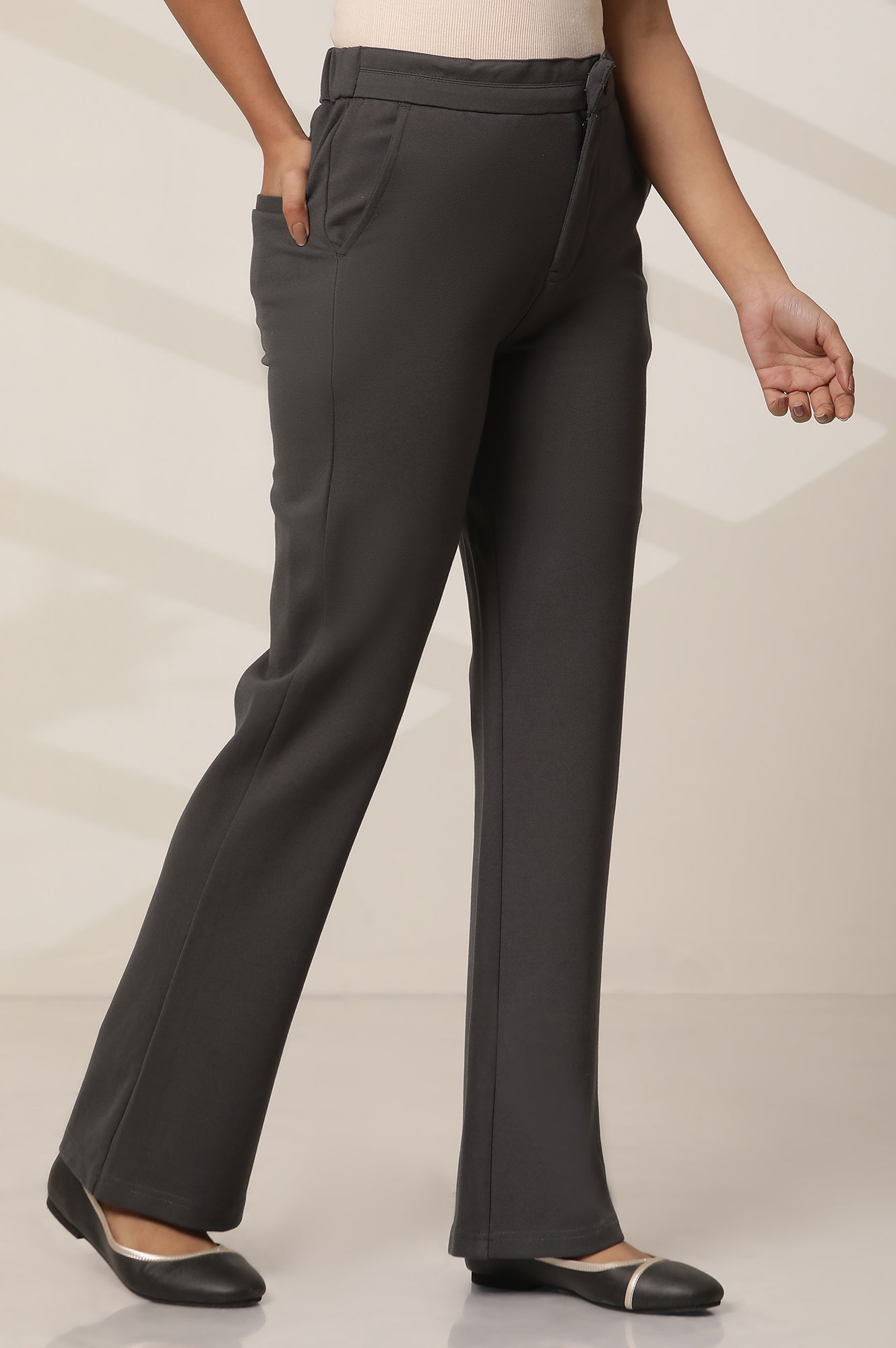 Grey Boot Cut Flared Pants