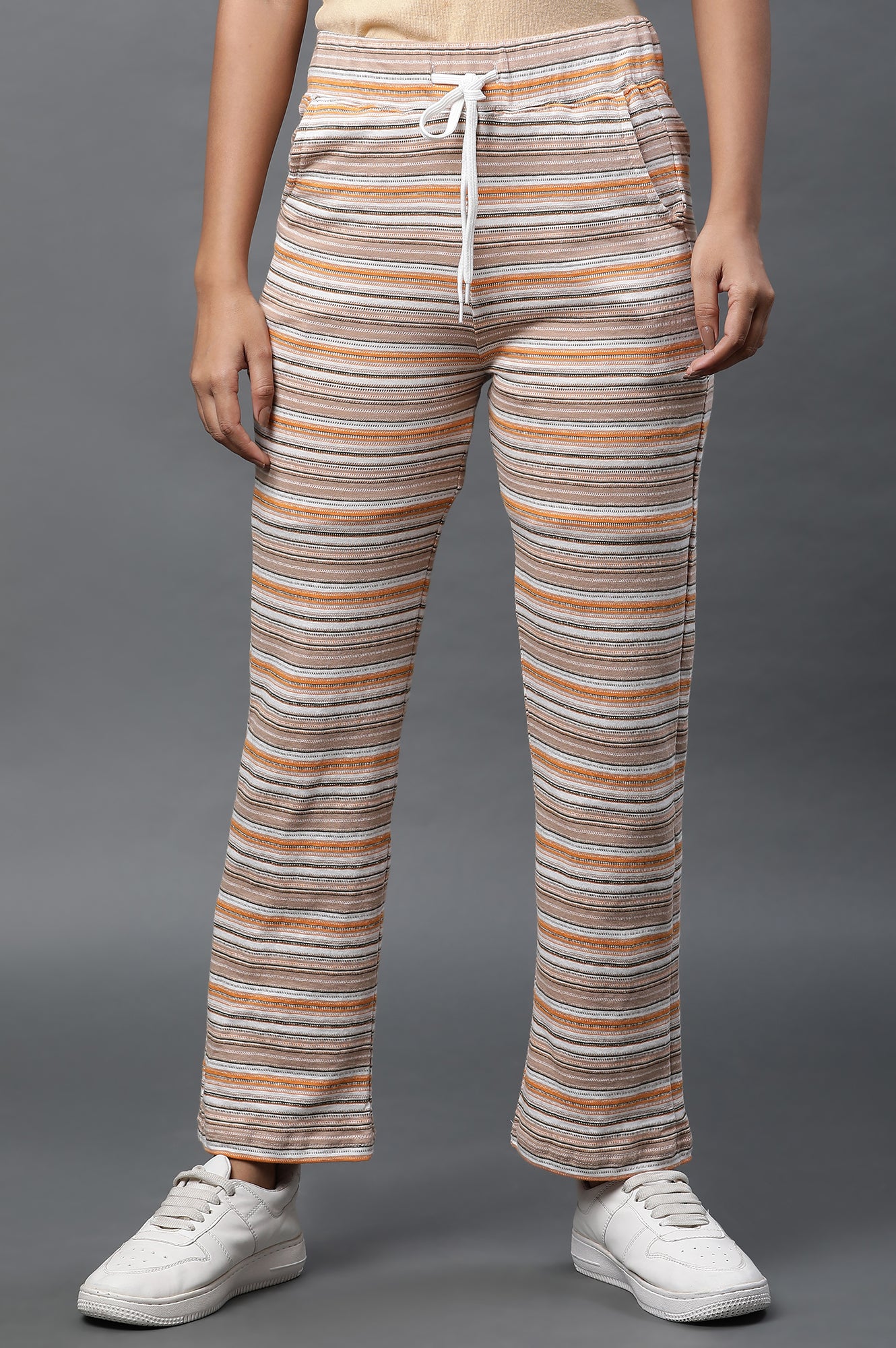 Yellow Stripe Printed Lounge Wear Pants