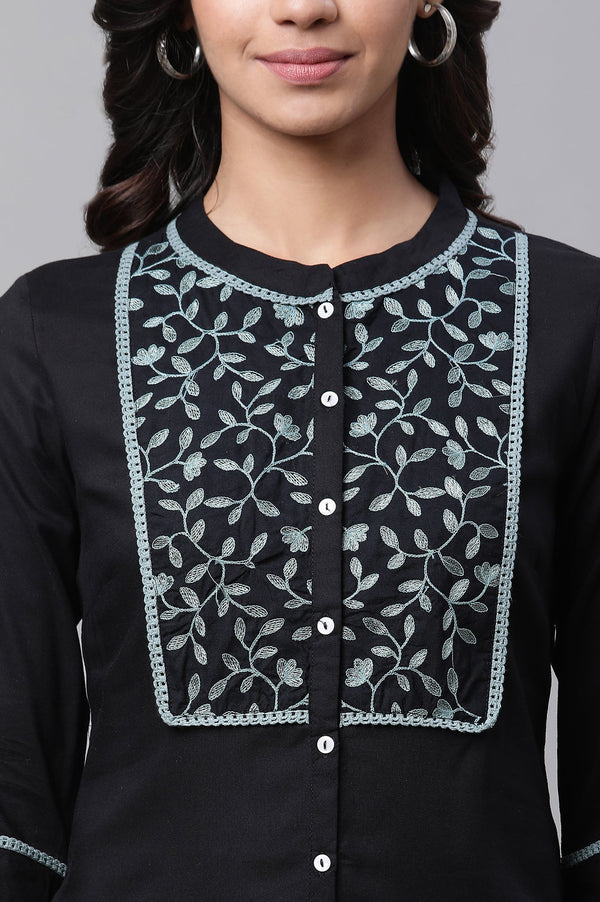 Elleven Women's Black Embroidered Short Top