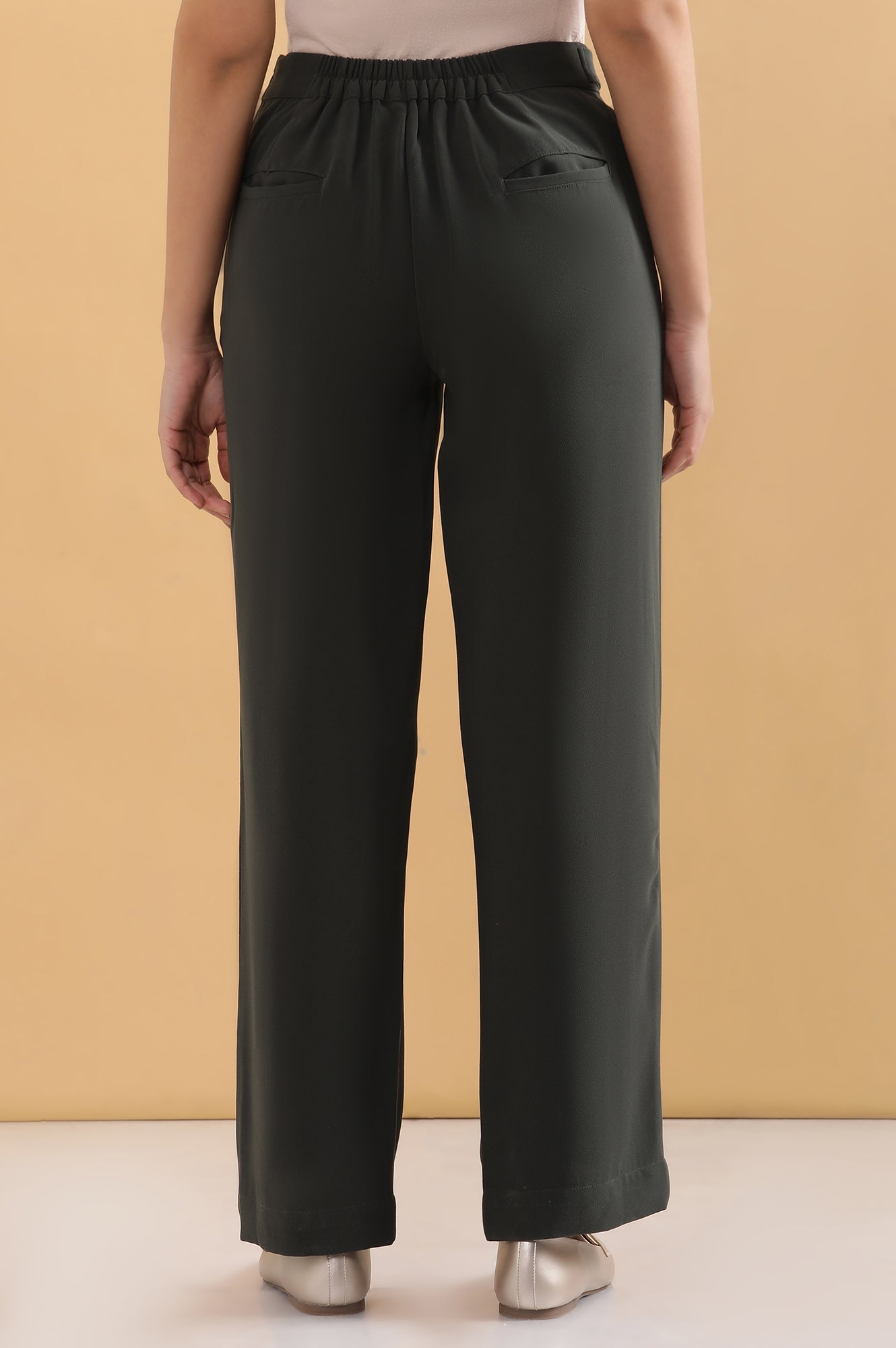 Buy Olive Green Formal Parallel Pants Online for Elleven