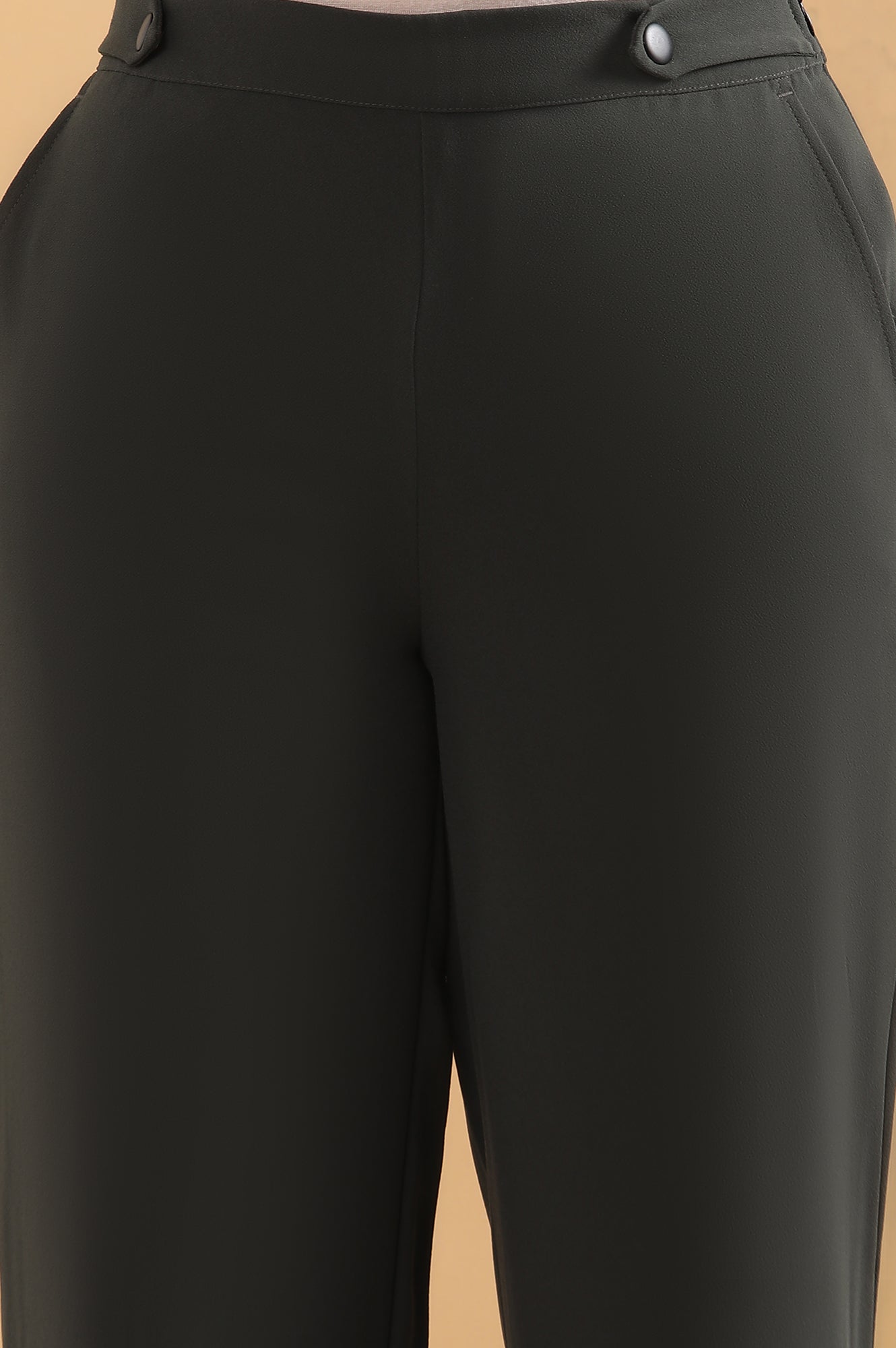 Buy Olive Green Formal Parallel Pants Online for Elleven