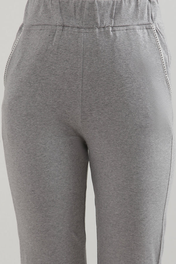Grey Solid Straight Fit Cotton Culottes With Slip On Closure