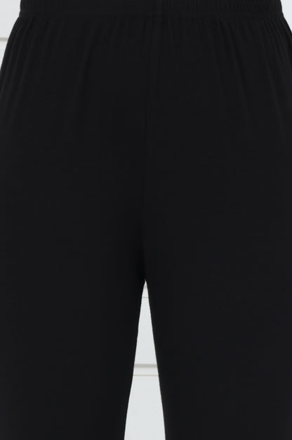 Black Solid Cotton Lyrca Skinny Fit Tights