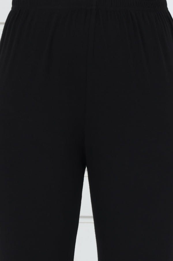 Black Solid Cotton Lyrca Skinny Fit Tights