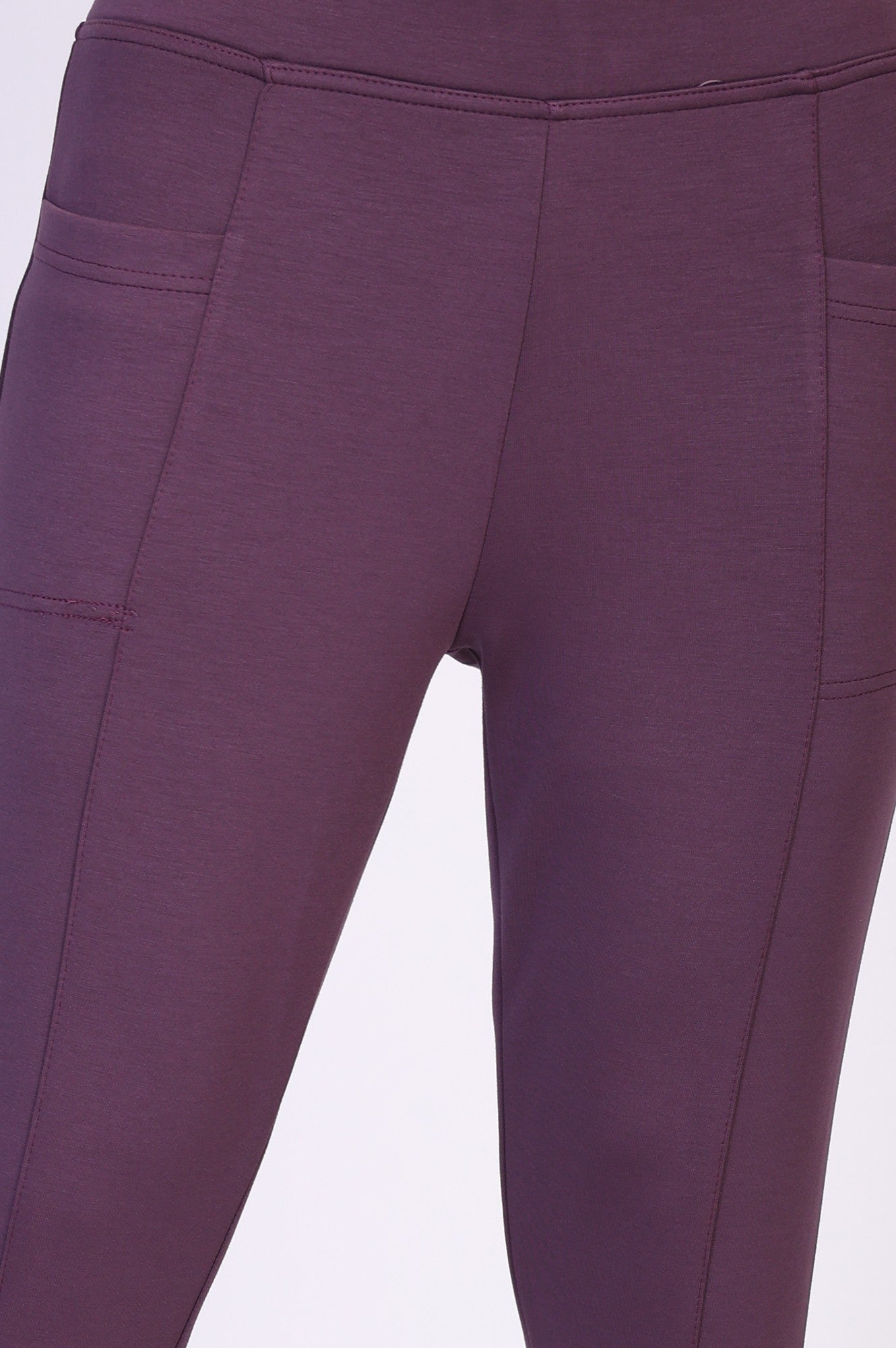 Purple Solid Skinny Fit Modal Tight