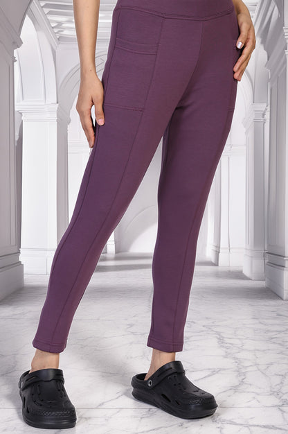 Purple Solid Skinny Fit Modal Tight